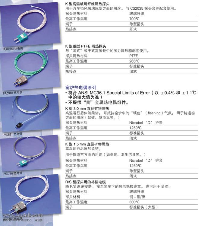 datapaq熱電偶探頭